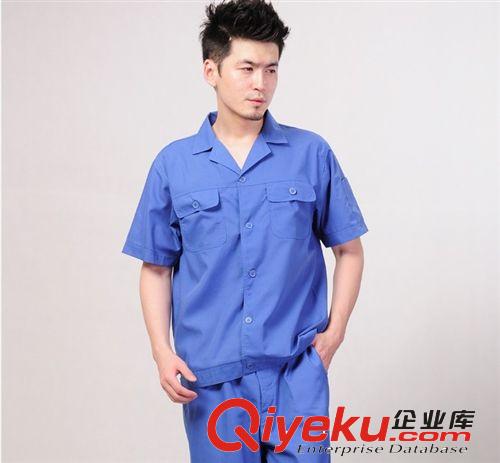 小批量短袖滌棉小西裝領(lǐng)勞保服加工訂制原始圖片3
