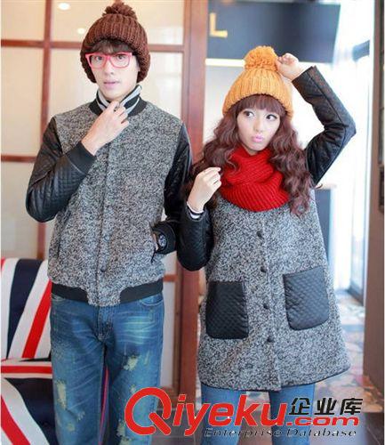 新款2013秋冬季 長袖韓版毛呢情侶外套 AF8821原始圖片2