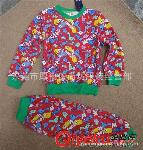 時尚新品不倒絨童套裝 兩面印花兒童套裝 韓版可愛圖案童套裝原始圖片2