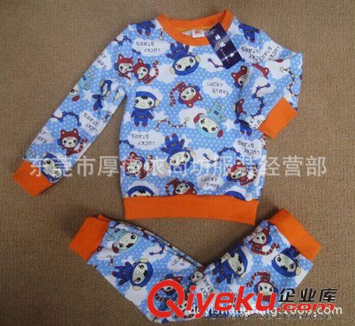 時尚新品不倒絨童套裝 兩面印花兒童套裝 韓版可愛圖案童套裝原始圖片3
