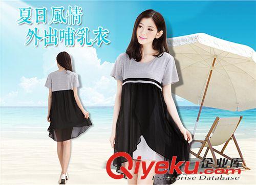 短袖月子服 時尚外出哺乳裝喂奶衫哺乳衣哺乳套裝 大碼女裝