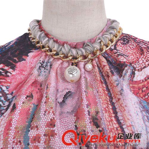 2014新品dp氣質(zhì)印花立領(lǐng)無袖品牌長裙 女裝連衣裙 難舍鈺依6020