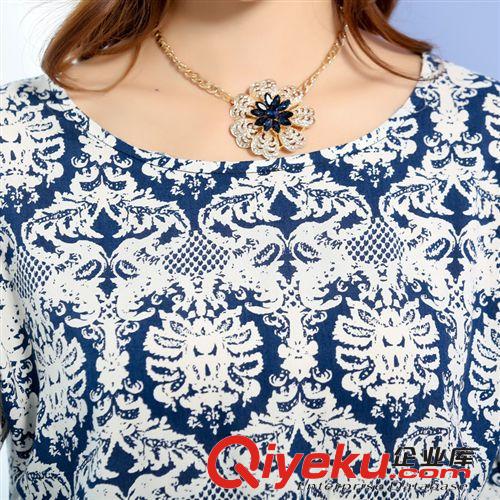 2014新款爆款修身碎花女中袖雪紡衫 鉛筆小腳長褲 錦藤依戀8823原始圖片3