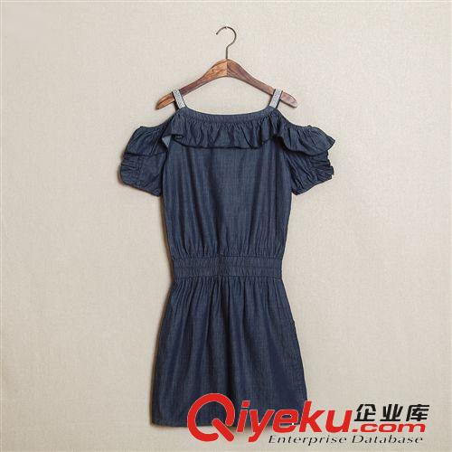 加盟代理代銷(xiāo) 韓版氣質(zhì)時(shí)尚荷葉邊短袖V領(lǐng)天絲品牌女連衣裙1030原始圖片3