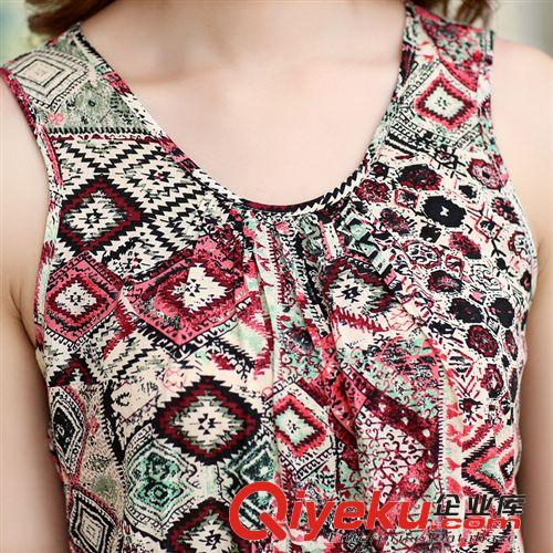 波斯米亞碎花長裙 夏季新款 韓版碎花無袖純棉品牌女裝連衣裙1543原始圖片2