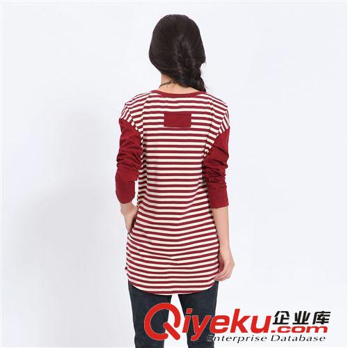 2014春裝新款 休閑條紋純棉品牌優(yōu)質(zhì)女裝T恤衫套衫 欣怡外貿(mào)1125原始圖片2