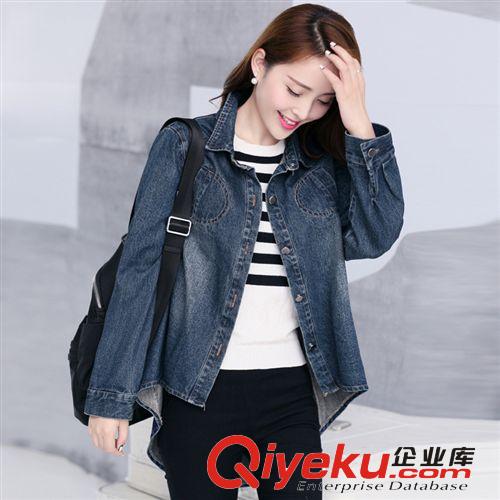 2014秋裝新款熱賣(mài)牛仔布長(zhǎng)袖不規(guī)則下擺女裝外套 三圍傳說(shuō)8858原始圖片2