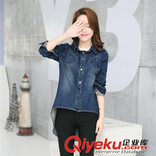2014秋裝新款熱賣(mài)牛仔布長(zhǎng)袖不規(guī)則下擺女裝外套 三圍傳說(shuō)8858原始圖片3