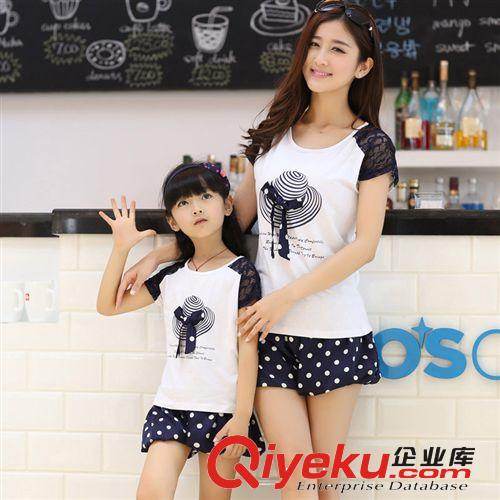 2014新品百搭圓點 母女親子裝 短袖T恤衫套裝 兩件套 別具衣格513