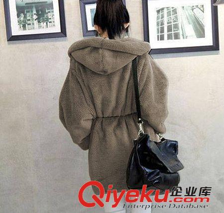 秋冬女裝 寬松斗篷保暖加厚毛絨外套毛毛外套帶帽原始圖片2