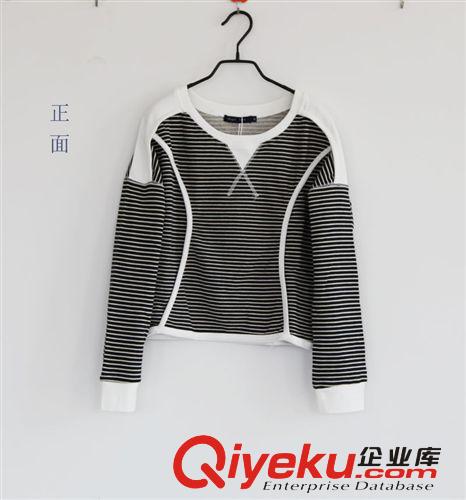 14秋季新女裝時尚 波點翻領小口袋拼接撞色羅紋長袖 百搭打底襯衣