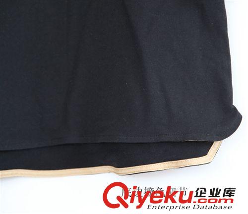 品牌女裝修身針織衫 撞色拼接圓領蝙蝠袖開前門個性口袋 長款衫原始圖片3