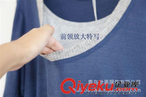 14年秋季女裝新款  時(shí)尚撞色拼接圓領(lǐng)長(zhǎng)袖寬羅紋 長(zhǎng)針織打底衫原始圖片3