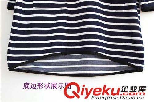 14年韓版女裝新品針織衫 簡約條紋拼接圓領大口袋 長袖百搭打底衫