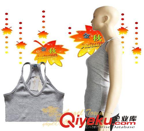 品牌女裝新款 日韓外貿尾單 純棉舒適修身吊帶羅紋打底衫