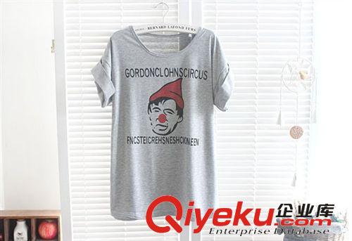 2013夏裝新品 實(shí)拍瑞麗新款夏裝小丑寬松白T恤 I8-030原始圖片3