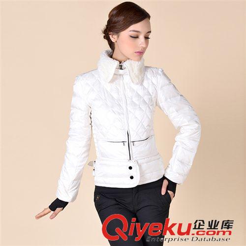 2013秋冬女裝新款灘羊毛大毛領(lǐng)修身鵝絨中長款羽絨服