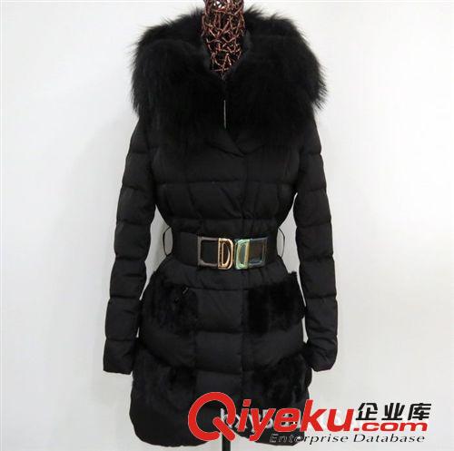 2013冬季新款修身連帽貉子毛領(lǐng)中長款羽絨服 Missfofoangela 1398原始圖片3