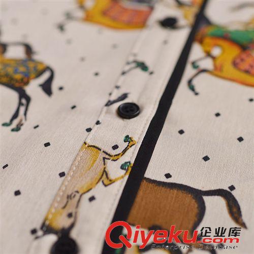ZZ名品2014早春新款女裝復古彩色駿馬小馬印花襯衫女上衣zd11020原始圖片3