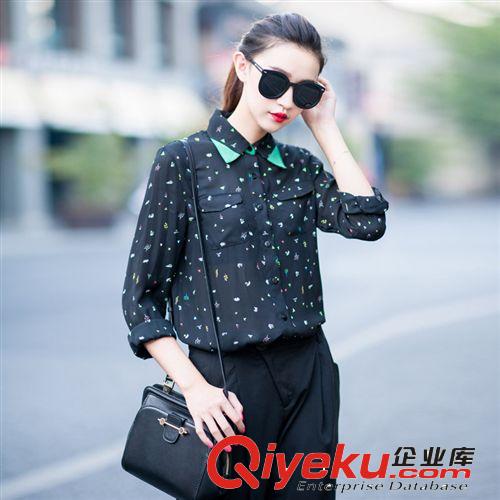 2014春裝新款歐美街拍大領口棉質黑白條紋T恤女Tee gc1202