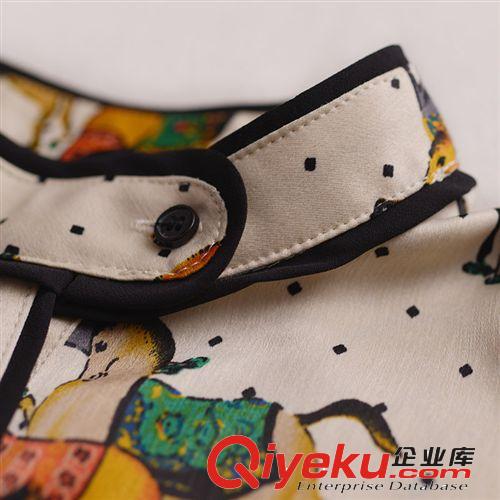 ZZ名品2014早春新款女裝復(fù)古彩色駿馬小馬印花襯衫女上衣zd11020原始圖片2