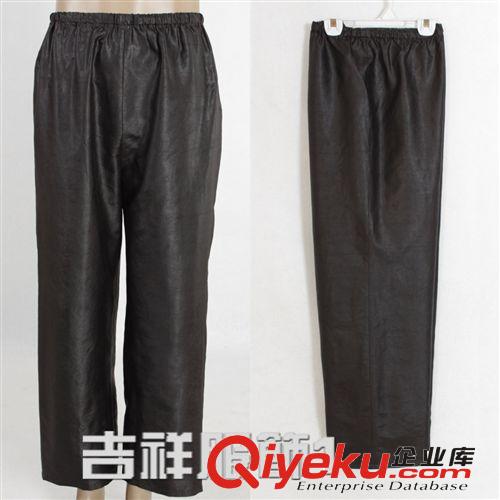 廠家供應(yīng) 真絲香云紗黑色莨綢配中老年唐裝 男休閑褲zp9008-6