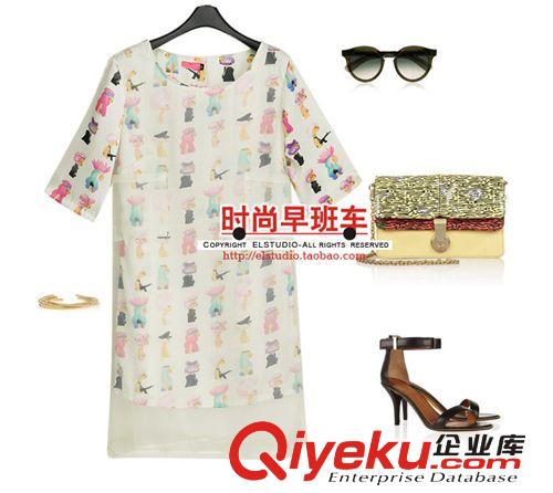 供應 春季新款百搭個性時尚連衣裙 歐美風拼接歐根紗連衣裙原始圖片3
