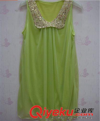 2014夏季新品雪紡聯(lián)連衣裙娃娃領(lǐng)亮片閃閃背心裙連衣裙打底裙原始圖片2