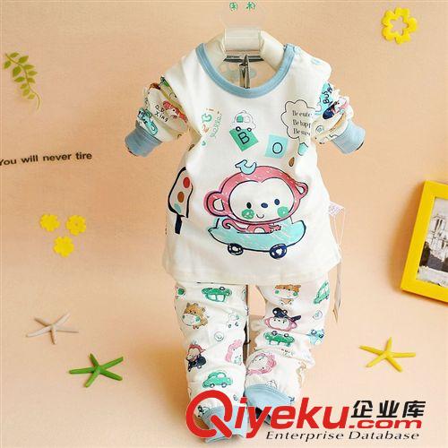 2014秋裝新款1-5歲兒童純棉肩扣內衣套裝   廠家直銷 誠招代理原始圖片2