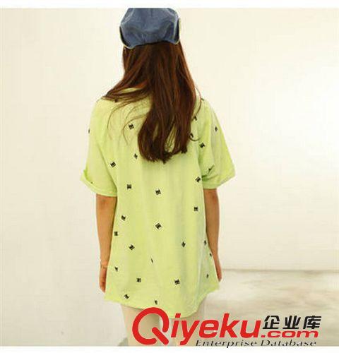 韓版大碼女裝打底衫長款寬松口袋卡通蝙蝠俠短袖T恤原始圖片3