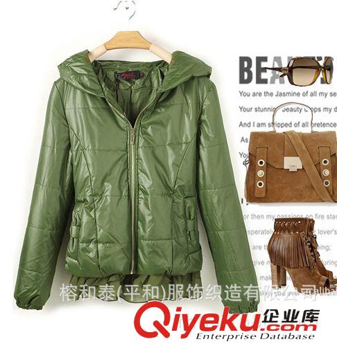 冬裝女式韓版修身連帽棉衣 女雪紡邊大碼外套棉服棉襖厚原始圖片2