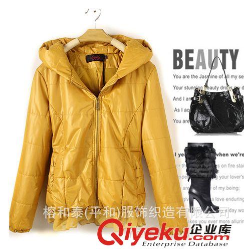 冬裝女式韓版修身連帽棉衣 女雪紡邊大碼外套棉服棉襖厚原始圖片3