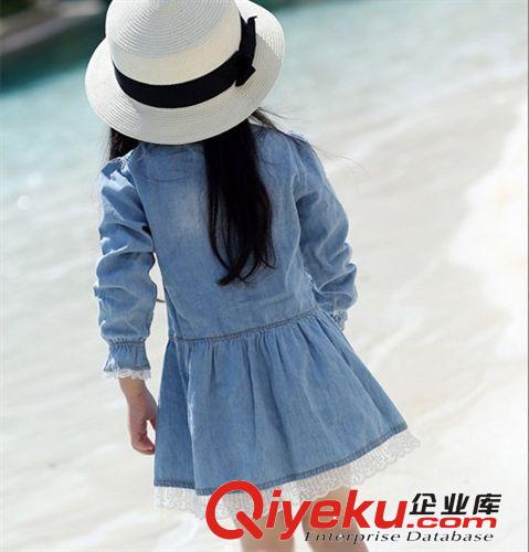 免費(fèi)代發(fā)新款韓版童裝兒童邊長(zhǎng)袖寶寶裙牛仔裙連衣裙女童批發(fā)N002原始圖片3