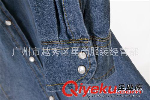高圓圓同款 春秋冬女裝牛仔長袖 韓版上衣休閑時尚襯衣襯衫批發原始圖片3