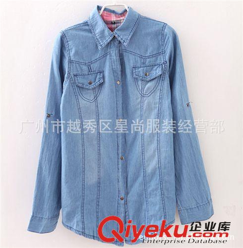 2012春夏季新款熱賣 瑞麗女裝牛仔薄襯衣 牛仔韓版長(zhǎng)袖 10681