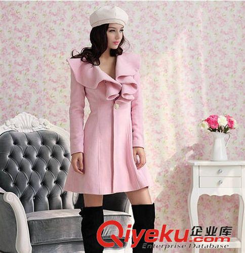 2014春秋裝新款女裝 歐美爆款毛呢外套雙排扣羊毛呢大衣外套
