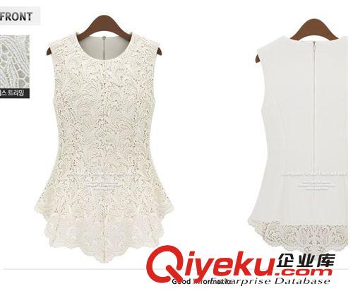 2014夏裝新款歐美短袖蕾絲衫打底衫韓版娃娃雪紡襯衫上衣無袖原始圖片3