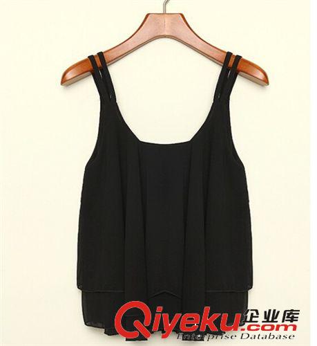 2014夏裝歐美雙層無袖吊帶衫性感雪紡女裝上衣背心上衣原始圖片3