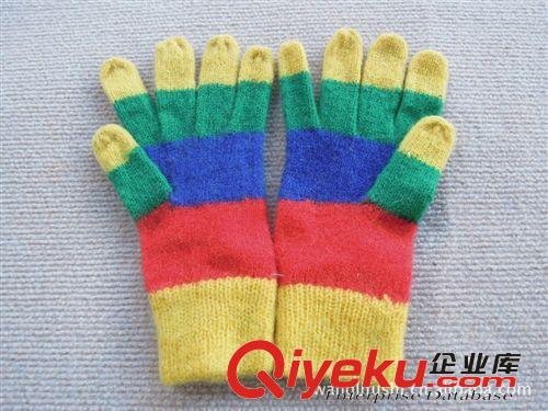庫存條紋拼色提花手套 保暖加厚手套 成人手套 童裝手套 手套原始圖片2