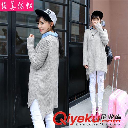 2013秋冬新款 女裝圓領(lǐng)套頭前短后長(zhǎng)毛衣衫 長(zhǎng)款針織衫女42023原始圖片3