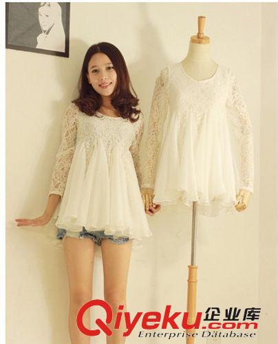 2014{zx1}款大碼女裝蕾絲拼接雪紡衫 蓬蓬娃娃衫寬松上衣廠家直銷原始圖片3
