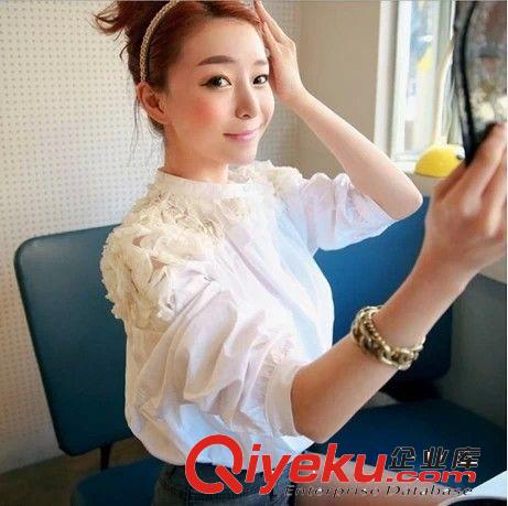 韓國代購官網(wǎng)同款2014韓版女裝立領(lǐng)OL風(fēng)蝴蝶結(jié)燈籠袖寬松襯衣女