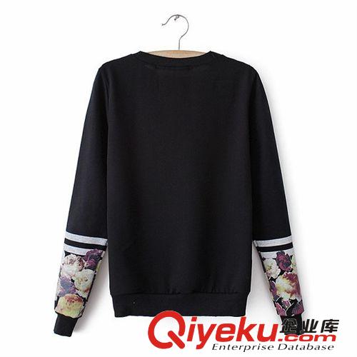 廠家直銷 一件代發(fā) 歐美秋季新款女裝批發(fā) 花朵印花套頭衛(wèi)衣原始圖片2