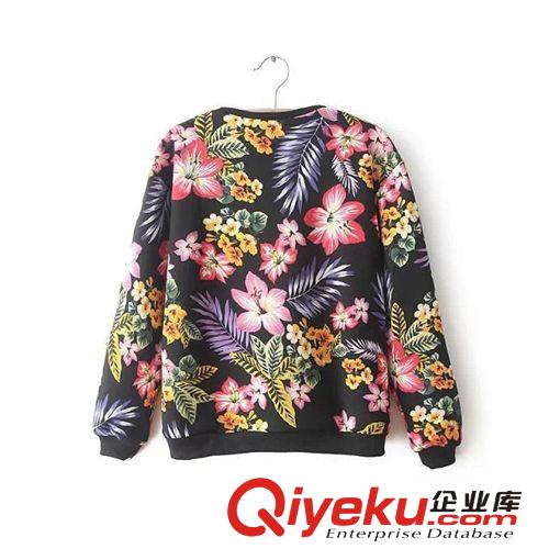 廠家直銷 2014 歐美女裝田園風印花衛衣女式花色寬松復古女外套原始圖片3
