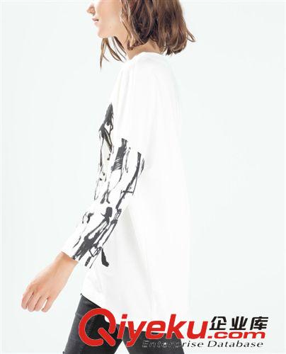 廠家直銷 2014秋季新款歐美風(fēng)全棉水墨人物印花長袖衛(wèi)衣女原始圖片2