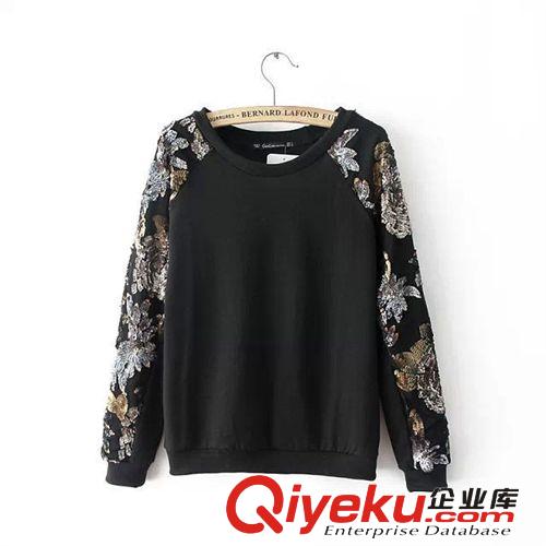 廠家直銷 秋冬新款歐美風浮雕前開叉兩側拉鏈圓領衛衣打底衫衛衣