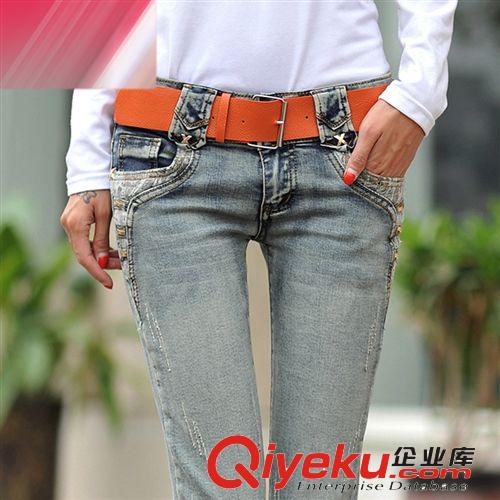 2014夏新品質(zhì)女裝t恤修身簡(jiǎn)約拼接小熊休閑套裝998#