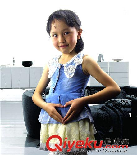 北極人2014春夏裝新款童裝女童中童休閑韓版兒童牛仔套裝
