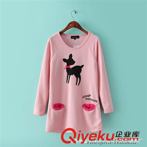 歐美風(fēng)蝴蝶結(jié)小鹿衛(wèi)衣套頭連衣裙女　2014秋裝新款原始圖片2
