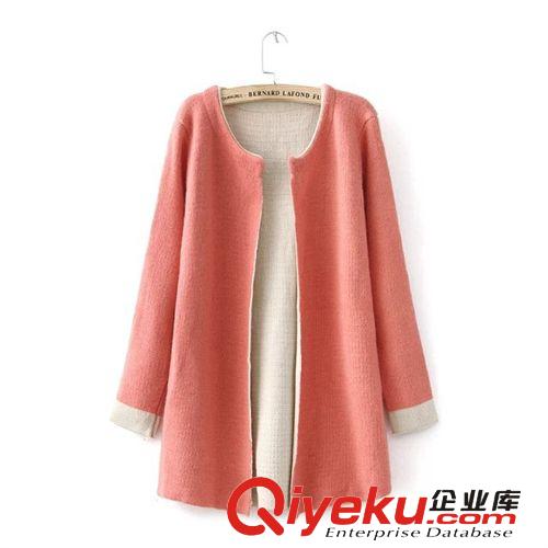 韓國東大門大V領(lǐng)中長款純色毛衣開衫長袖 2014秋冬新款女